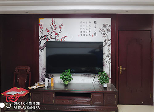 王益中式家庭装修电视柜效果展示