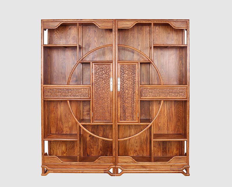 王益翠玲珑家庭中式装修组合书柜效果图